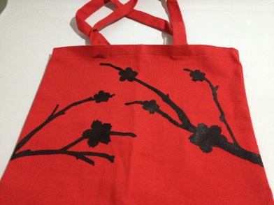 cherry branch tote bag